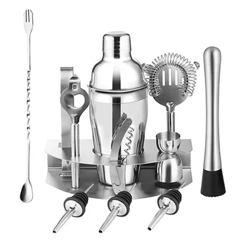 

12pcs Cocktail Shaker Set Professional Bar Tools Filter Measuring Cup Wine Stainless Steel Home Ice Clip Beginner Bartender