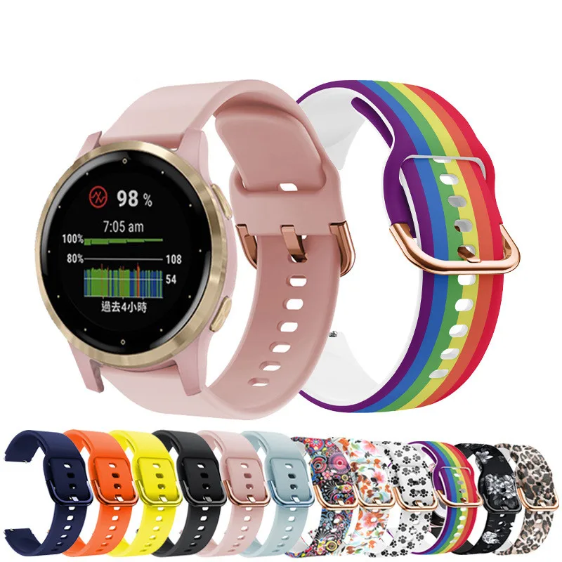 Ремешок для Samsung Galaxy Watch active 2 40 мм/Garmin Vivoactive 4 4S 3 /Forerunner 158 245 подарок 2s силиконовый