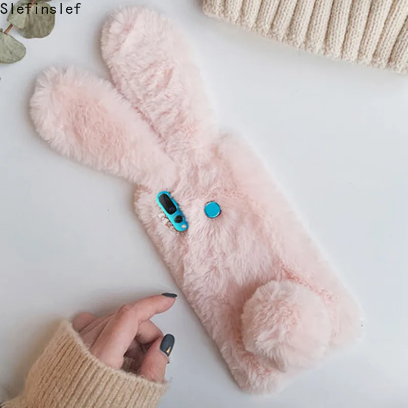 pu case for huawei For MOTO One Action Vision Case Fluffy Rabbit Fur soft cover For Motorola MOTO G9 Plus G8 Power lite MOTO E6 PLAY E6S Phone case huawei pu case