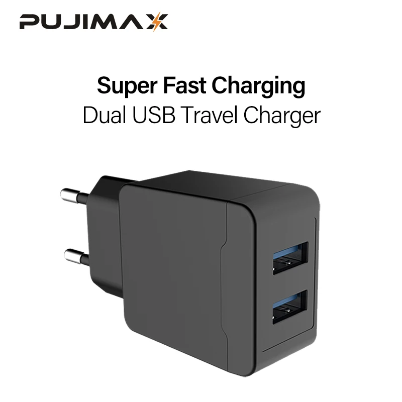 

PUJIMAX USB Charger Adapter For iPhone 2 Ports 5V2.1A USB Wall/Travel Charger Portable Mobile Phone Charging Adapter For Samsung