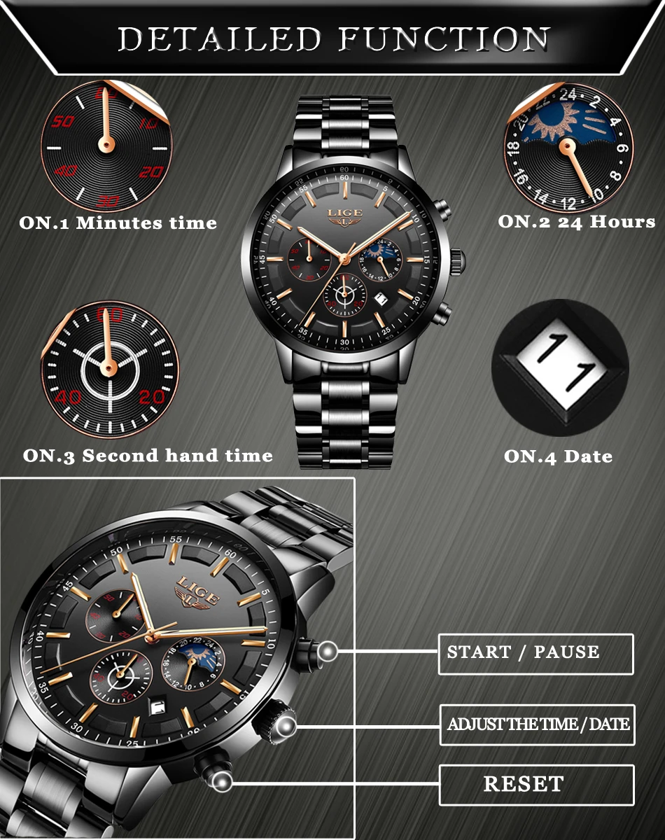 2022 New LIGE Watches Men quartz Top Brand Analog Military male Watches Men Sports army Watch Waterproof Relogio Masculino+Box