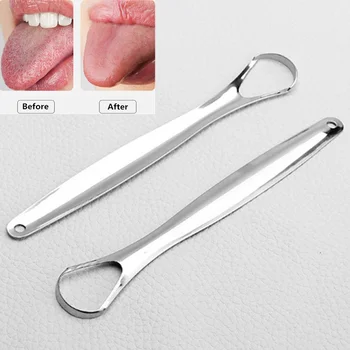 

1PC Useful Tongue Scraper Stainless Steel Oral Tongue Cleaner Medical Mouth Brush Reusable Fresh Breath Tools