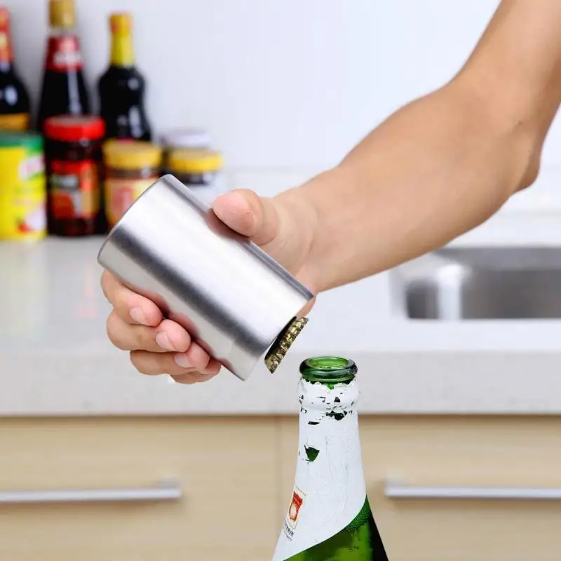 Магнитная автоматическая открывалка для бутылок из нержавеющей стали, открывалка для винного пива, практичный кухонный инструмент, аксессуары, портативный