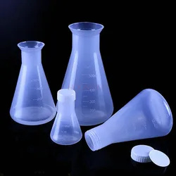 Erlenmeyer – bouteille conique en plastique à large bouche avec bouchon, fournitures d'enseignement de la chimie 