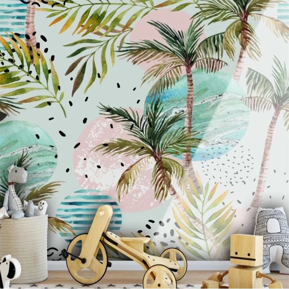 

Drop Shipping Custom Large Wallpaper Mural Children's Room Fresh Sea Breeze Abstract Geometric Wall Decoration Painting