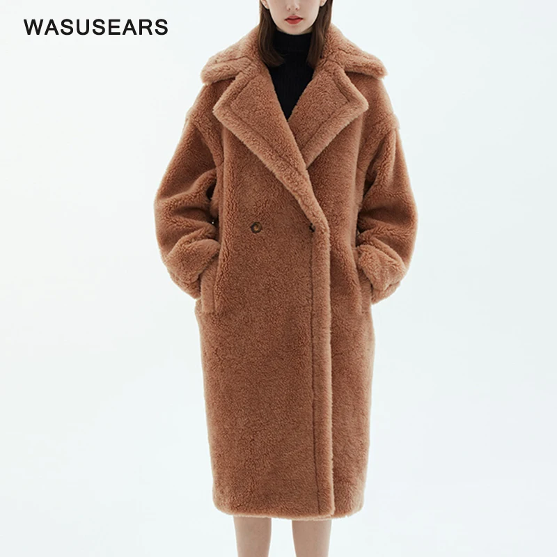 Длинное плюшевое пальто для женщин, синее белое пальто из искусственного меха, длинное пушистое пальто, розовое зимнее пальто с плюшевым мишкой, женские лохматые куртки, зимние теплые