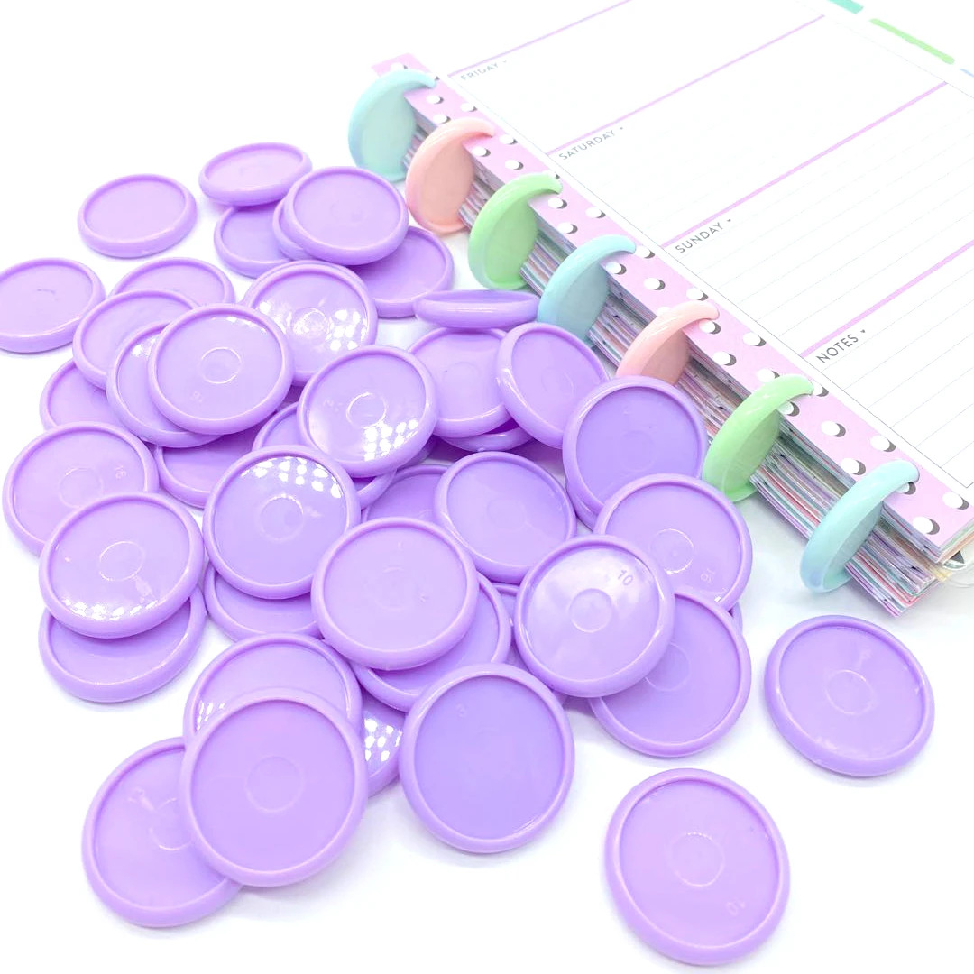Planner Plastic Rings Mushroom Hole Loose-leaf Notebook Plastic Binding Discs Binding Rings Macaron Disc 100pcs 30mm