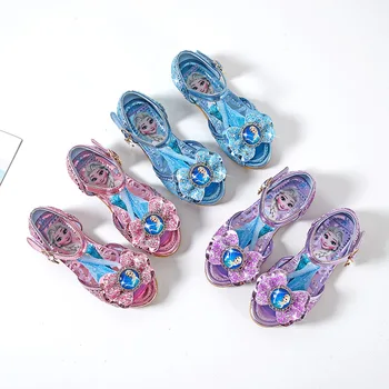 

2019 new Disney girls sandals summer children's Frozen Princess shoes soft bottom wild fish mouth sandals EU size 25-36
