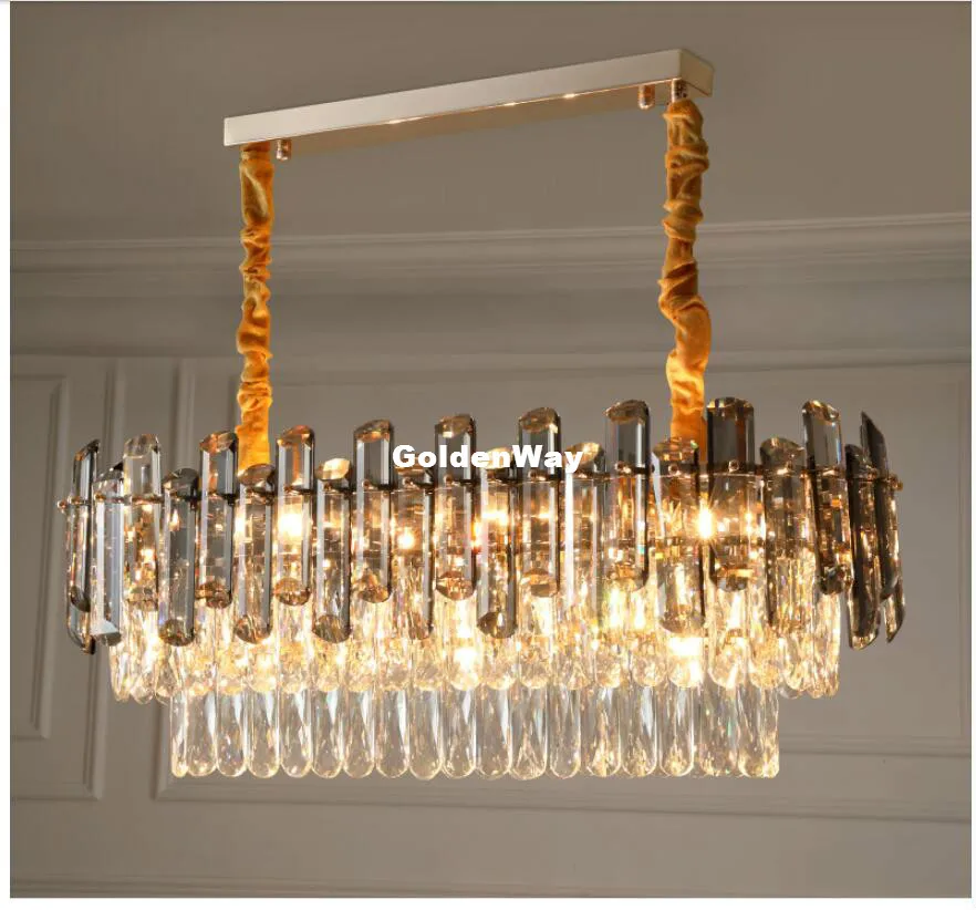Современные прямоугольные Хрустальные подвесные светильники l75см Decora Подвесная лампа для ресторана, гостиной, спальни, кабинета, домашнего освещения - Цвет корпуса: L75cm  Smokey