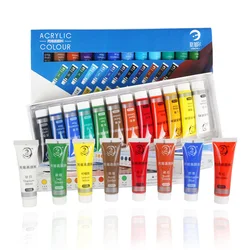 Ensemble de peinture acrylique, 12/24 couleurs, 15ML, pour tissu, vêtements, verre, dessin, peinture pour enfants, fournitures d'art imperméables 