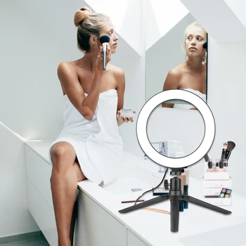 

8inch Ring Light lamp with Tripod Stand Rotable Selfie Makeup Ringlights with 3 Light Modes 10 Brightness Level for Video Live