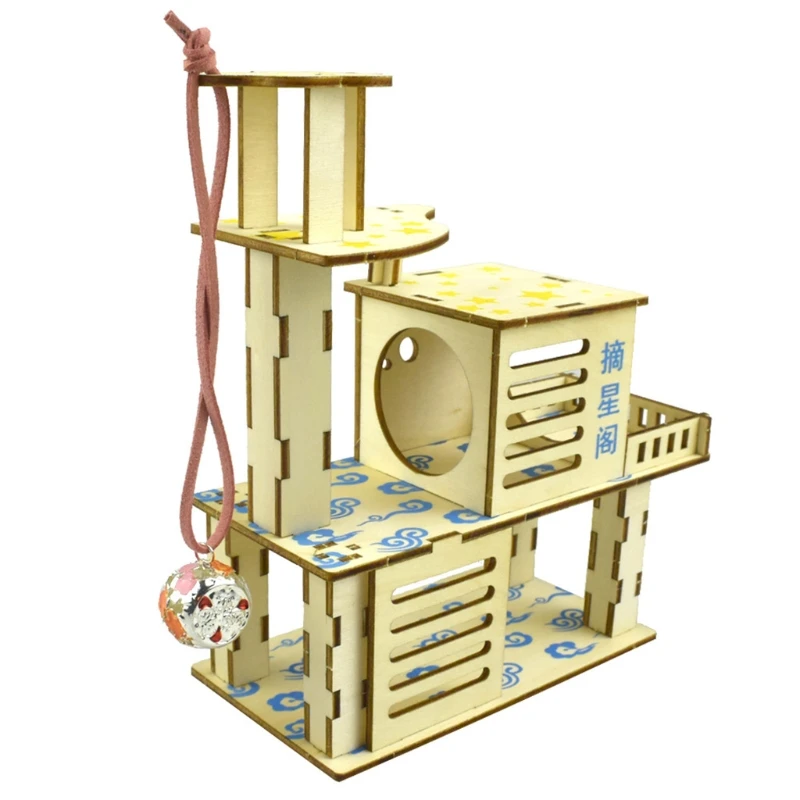 Hamster House Wooden Nesting Habitat Small Animals Natural Play Villa Climbing for Pet Sleep 5 - Image 3