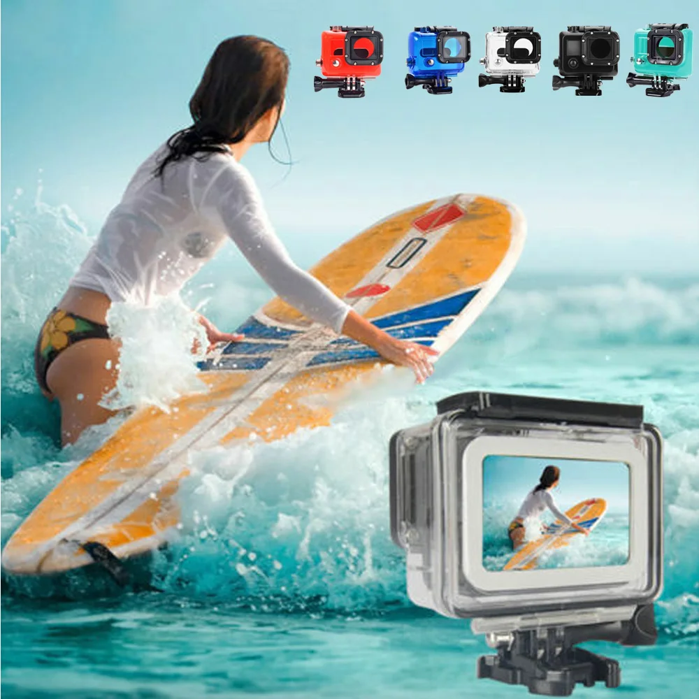 Подводный 45 м водонепроницаемый Дайвинг Корпус чехол для GoPro Hero 3/3+/4 камеры водонепроницаемый прочный и прочный