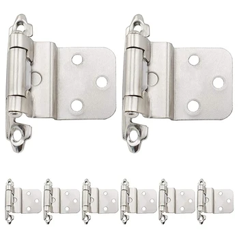20PCS Mount Self Closing 3/8 inch Inset Cabinet Hinges Nickel Plated Finish Multi-Fold Overlay Cabinet Door Flush Hinges