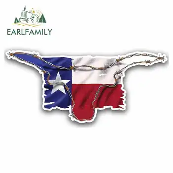 

EARLFAMILY 13cm x 5.7cm for Texas Flag TX Longhorn Cartoon Funny Car Stickers Vinyl Sunscreen RV VAN Fine Decal JDM Accessories