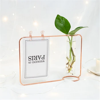 

Living Room Hydroponic Vase Wrought Iron Photo Frame Decoration Clips Iron Frame Ceramic Flower Inserted Green Flower Planter