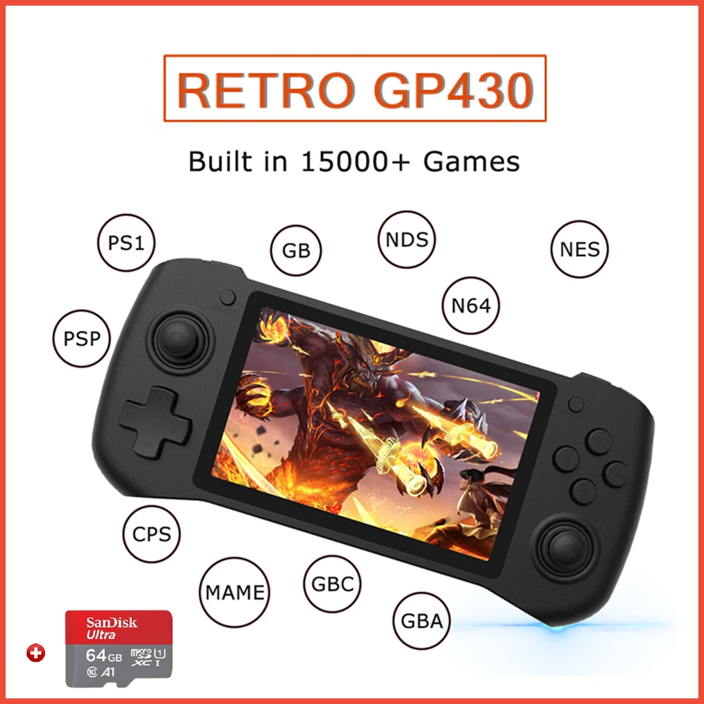 

Pre-sale GP430 Game Console Retro 4.3 Inch IPS Screen For PSP/PS1/GB Open Source System Handheld Game Player Built-in 15000 game