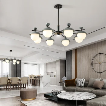 

Modern Chandelier Light Nordic Gray White Long Hanglamp Led Ceiling Suspended Lamp for Hall Kitchen Living Room Loft Bedroom