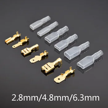 

200pcs/100Pairs Female Male Spade Crimp Terminals Sleeve Wire Wrap Connector for 22-16 AWG 0.5mm2-1.5mm2 2.8mm 4.8mm 6.3mm
