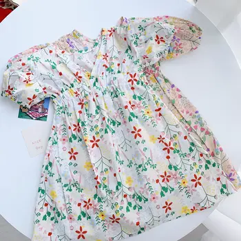 

Girl Dresses 2020 Summer New Holiday style Baby Floral Printing Toddler Kids Clothes Party Casual Dress