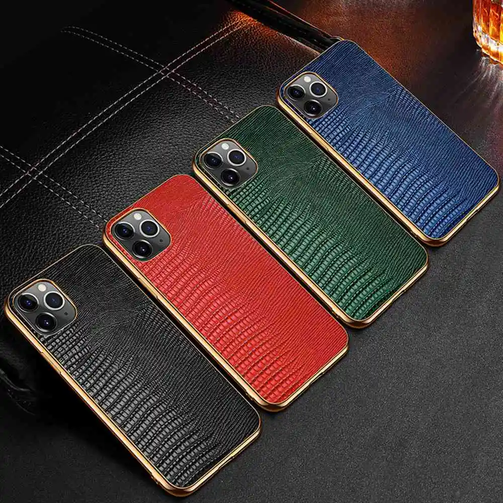 Luxury Plating Soft Edge Genuine Leather Case For iPhone 12 Pro Max
