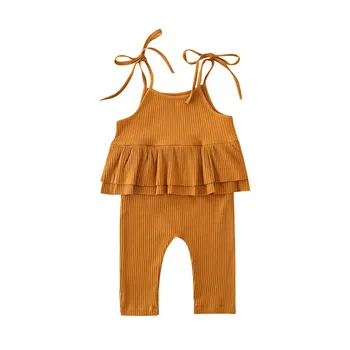 

Newborn Toddler Baby Girls Clothes Ruffle strap Flower print Geometry Romper round neck sleeveless kids Jumpsuit one pieces