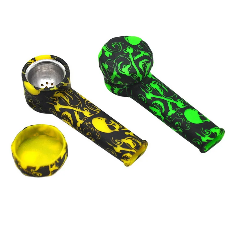 

Creative Silicone Smoking Pipe Travel Tobacco Pipes Spoon Cigarette Tubes Herb Accessories Tobacco Fluorescence Random Color
