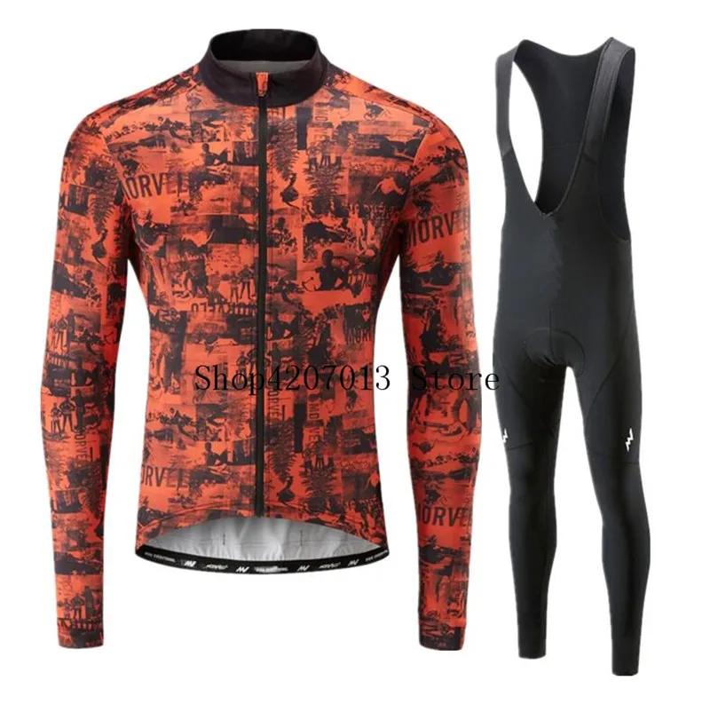 MORVELO TEAM велосипедная майка, велосипедные штаны, набор, Ropa Ciclismo, мужская одежда с длинным рукавом, Осенний трикотаж для велосипедистов, одежда для Майо