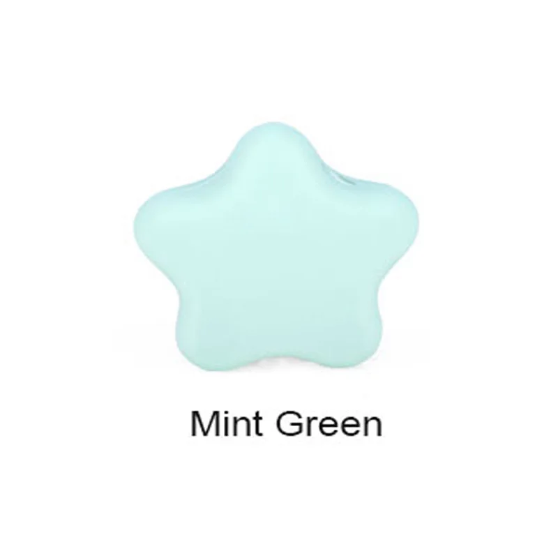Mint Green 5 шт., силиконовые бусины Lucky Star, экологически чистые сенсорные Прорезыватели для зубов, Детские Прорезыватели, укусы, игрушки для изготовления ювелирных изделий, детские товары - Цвет: Mint Green