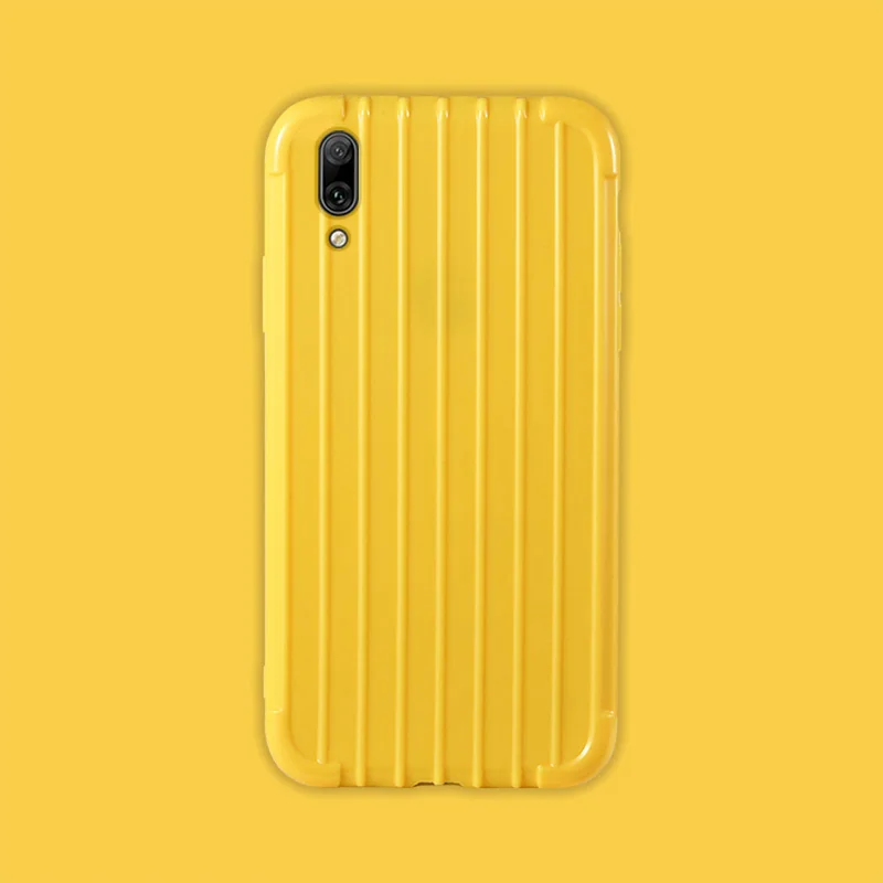 yellow Роскошный багажный чехол для huawei Y7 Pro, модный милый чехол для костюма, чехол для багажника из ТПУ, силиконовая задняя крышка для huawei y7 pro, защитный чехол - Цвет: yellow