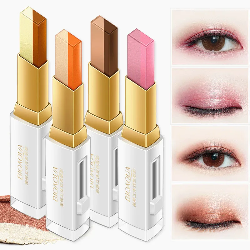 

New Double Color Eyeshadow Stick Stereo Shimmer Color Eye Shadow Cream Pen Eye Makeup Palette Cosmetics Smooth Makeup Pencil