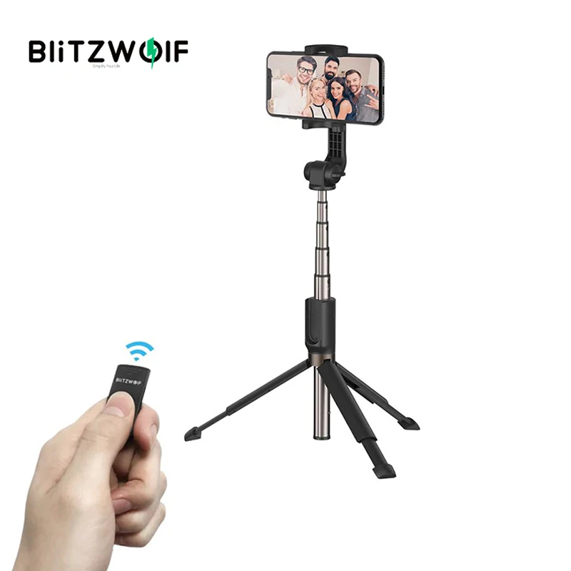  BlitzWolf 3 in 1 Selfie Stick Portable Phone Tripod Extendable Monopod + bluetooth Remote for iPhon