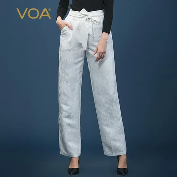 

VOA silk 38m dark jacquard heavy weight tie bowtie diagonal pocket micro elastic simple all round straight pants K1263