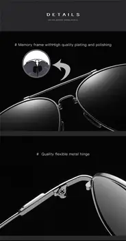 Classic Aviator Sunglasses Shades for Men Women,  Polarized Lens, Memory Metal Frame, 100% UV Protection 2