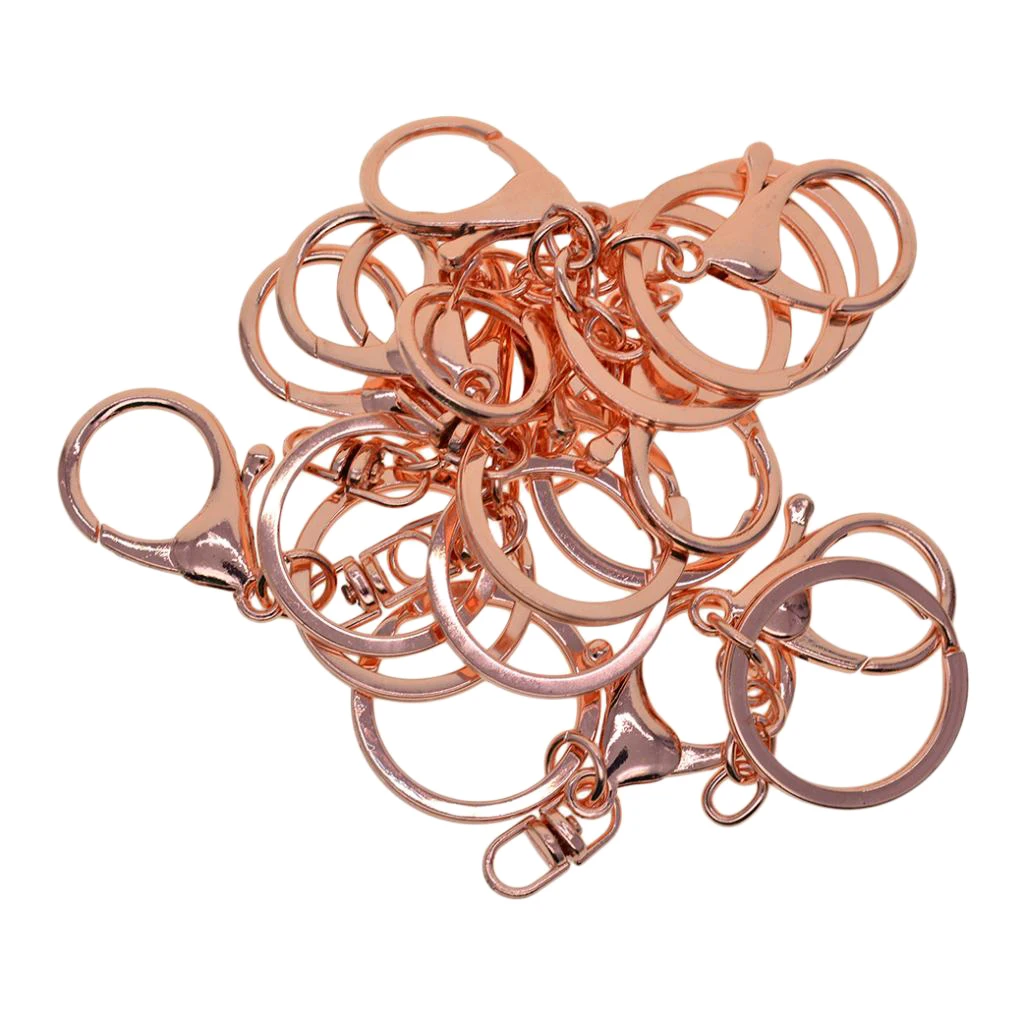 Pack of 10 O-ring Swivel Trigger Clips Hooks Metal Keychain Key Ring Lobster Clasps, Perfect Size For Crafts