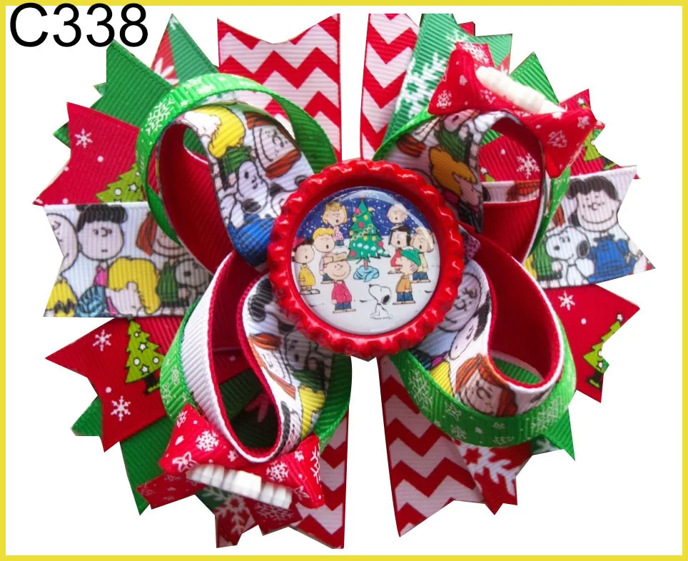 E 15 шт. рождественские банты для волос карамельный тростник бант Санта заколка для волос олень праздник веселая Рождественская бабочка - Цвет: 20190806338