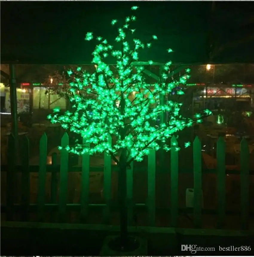 LED Artificial Cherry Blossom Tree Light Christmas Light 1152pcs LED Bulbs 2m/6.5ft Height 110/220VAC Rainproof Outdoor Use Free - Цвет: Зеленый