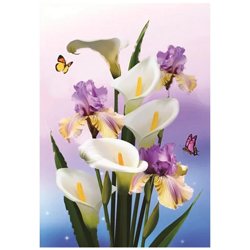 DIY 5D Diamond Painting By Number Kits Crafts &amp Sewing Cross Stitch Wall Stickers for Living Room Decoration Beautiful Lily | Дом и сад
