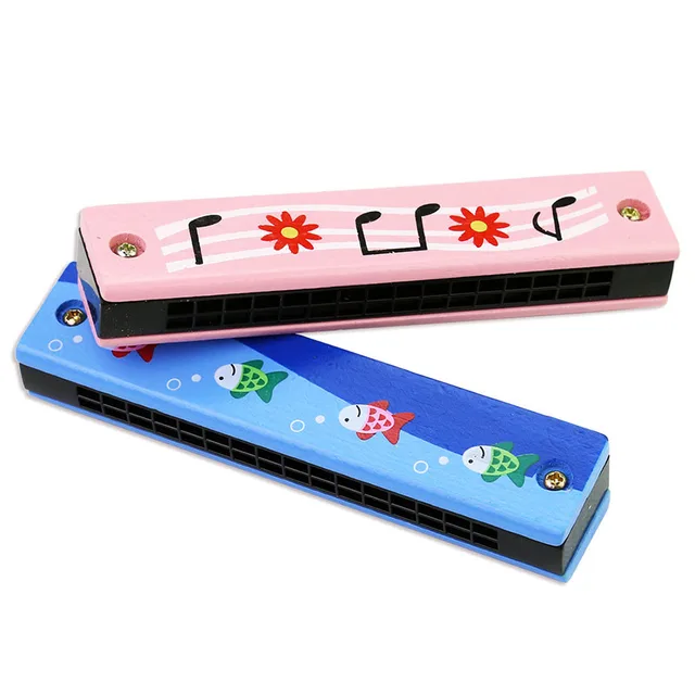 Hot Wooden Painted Toy Musical Instrument Play16-Hole Harmonica Parent-Child Puzzle Baby Early Education Toys for Children Gift 6
