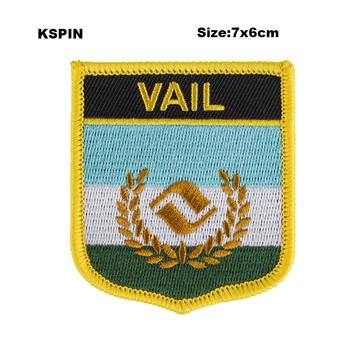 

Vail Shield Shape Flag patches embroidered flag patches national flag patches for Cothing DIY Decoration