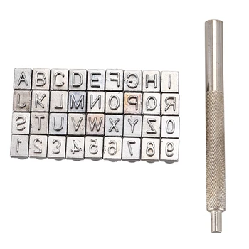 

36Pcs 6mm Steel Punch Alphabet Letter Number Leather Stamper Set Metal Leather Punching Tools for DIY Leather Craft Tool