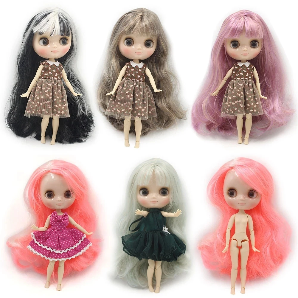 DBS Middie blyth doll 1/8 bjd 20cm nude joint body glossy face colorful hair with hand gesture new 1 6 bjd doll mechanical joint body naked doll 30cm practice makeup doll kids girls doll toy gift buy doll get free gesture