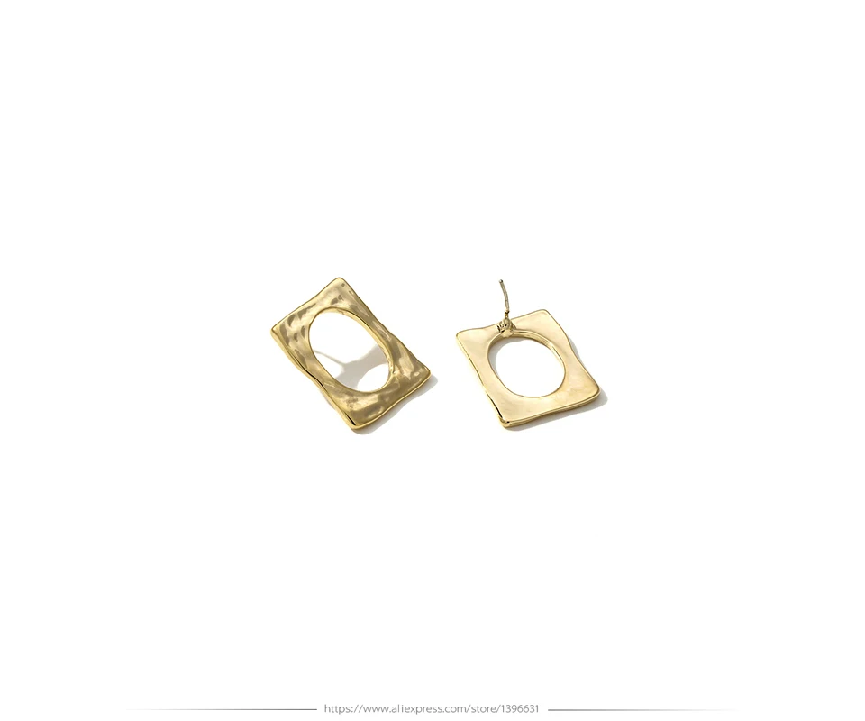Yhpup, минималистичные корейские серьги-гвоздики, медные полые геометрические серьги, золотые 16 K S925 ювелирные изделия для женщин, Винтажные серьги для вечеринок