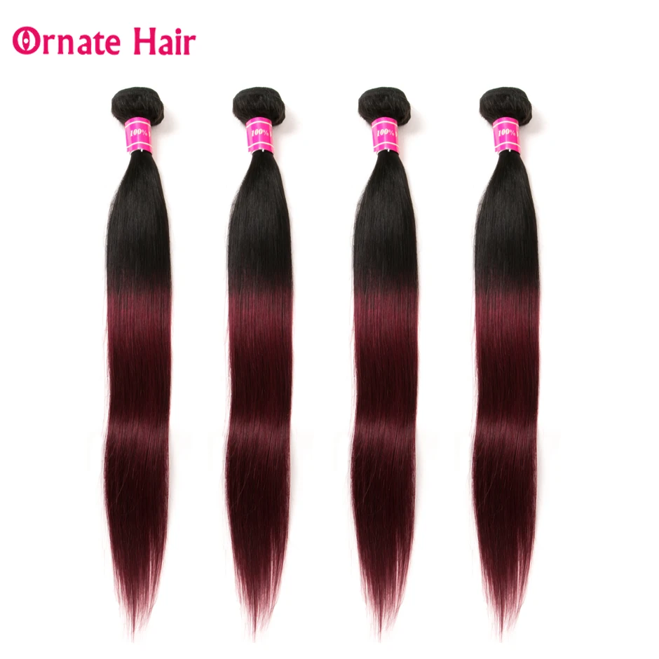 

Ornate Brazilian Straight Hair 4 Bundles Two Tone Human Hair Weave Bundles Non Remy Ombre Hair Bundles 8-28 Inch 1b-99J
