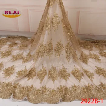 

NIAI Handmand African Lace Fabric 2019 High Quality French Beaded Tulle Net Lace Fabric Embroidered For Women Dress XY2922B-1