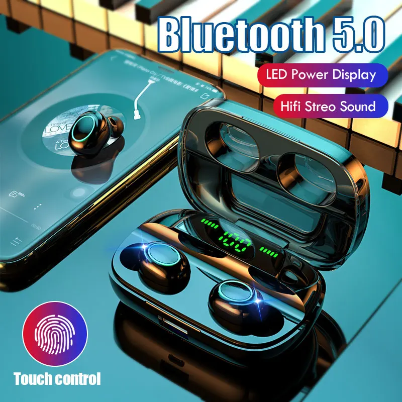 Wireless Headphone Bluetooth 5 0 TWS Wireless Bluetooth Earphones LED Sport Waterproof Earbuds With Mic Noise Cancelling Headset