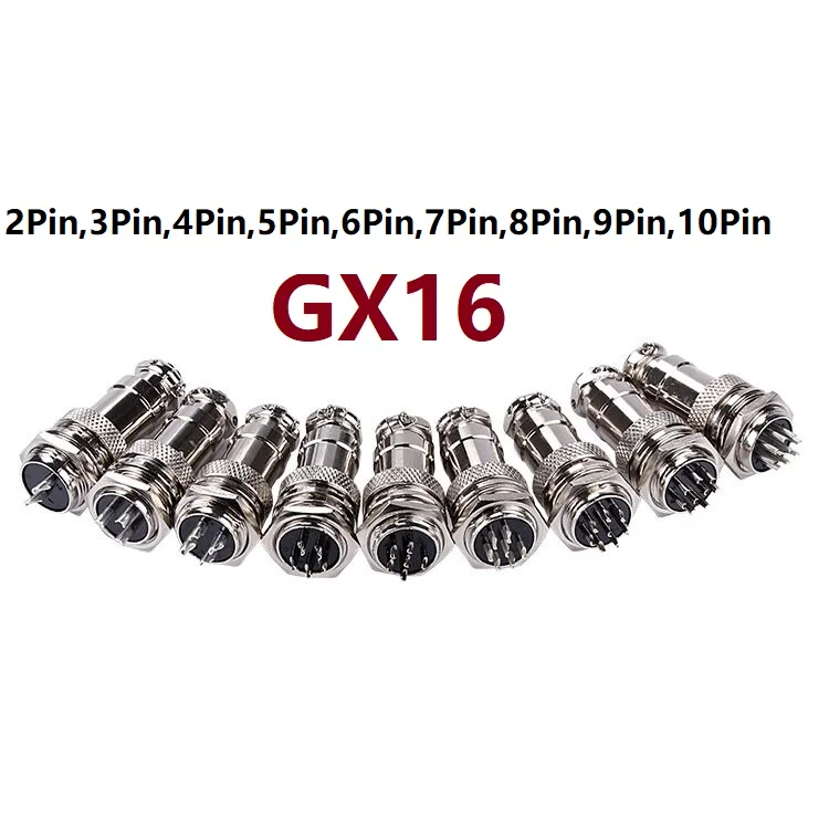 Комплект гнездовых и мужских авиационных разъемов GX16 2Pin 3Pin 4Pin 5Pin 6Pin 7Pin 8Pin 9Pin 10Pin
