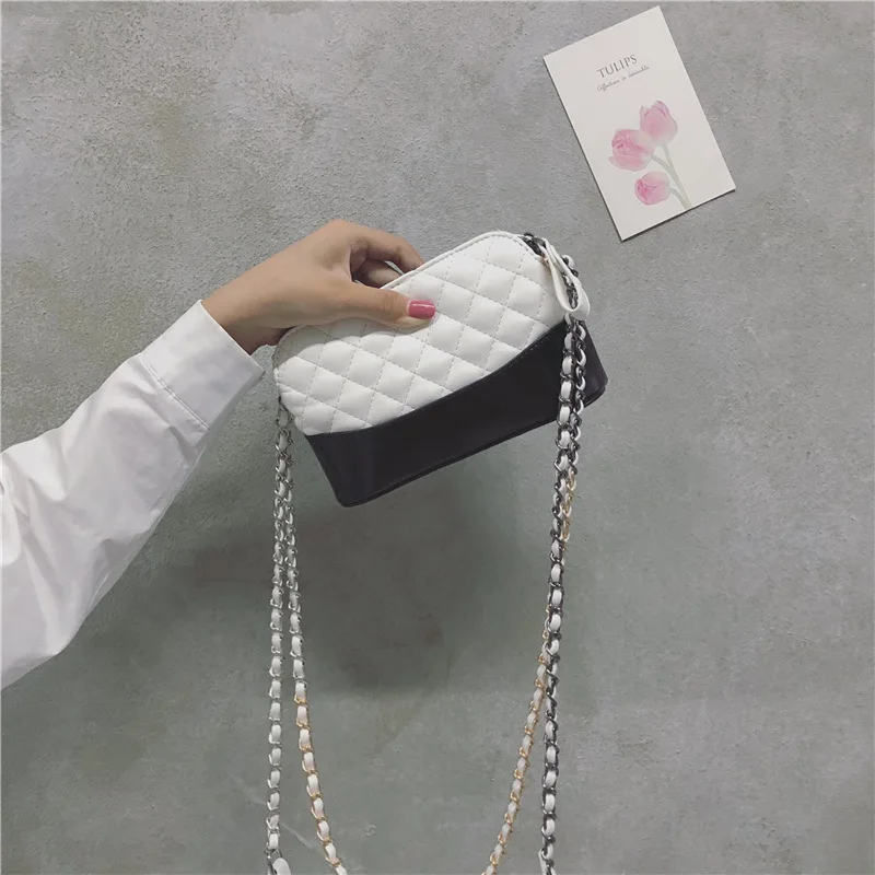 

On The New Small Bag Female 2019 Summer New Tide Contrast Color Rhombic Chain Bag Korean Version of Joker Shoulder Messenger Bag