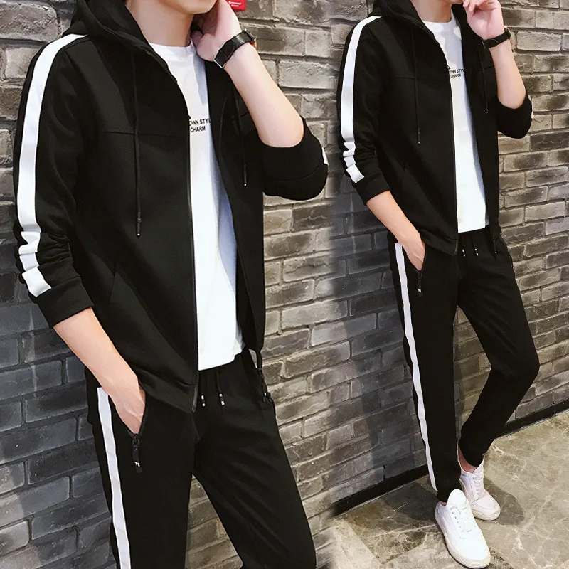 

2019 Spring New Style Leisure Suit Hooded Cardigan Hoodie Suit Men Two-Piece Set Sports Set Men's