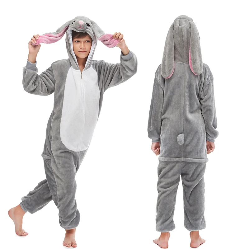 Kuguurumi/зимняя пижама для девочек и мальчиков; комбинезон с рисунком единорога; детская одежда для сна; фланелевые теплые комбинезоны; детские пижамы - Цвет: rabbit